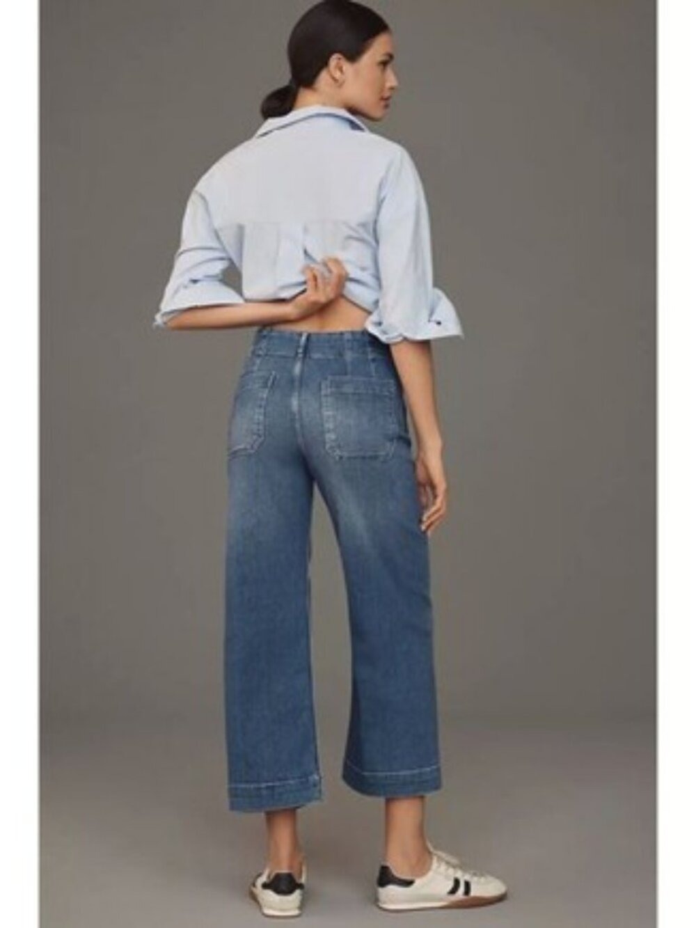 Maeve Anthropologie Colette Cropped Wide Leg High Rise Jeans 26W - Picture 4 of 11